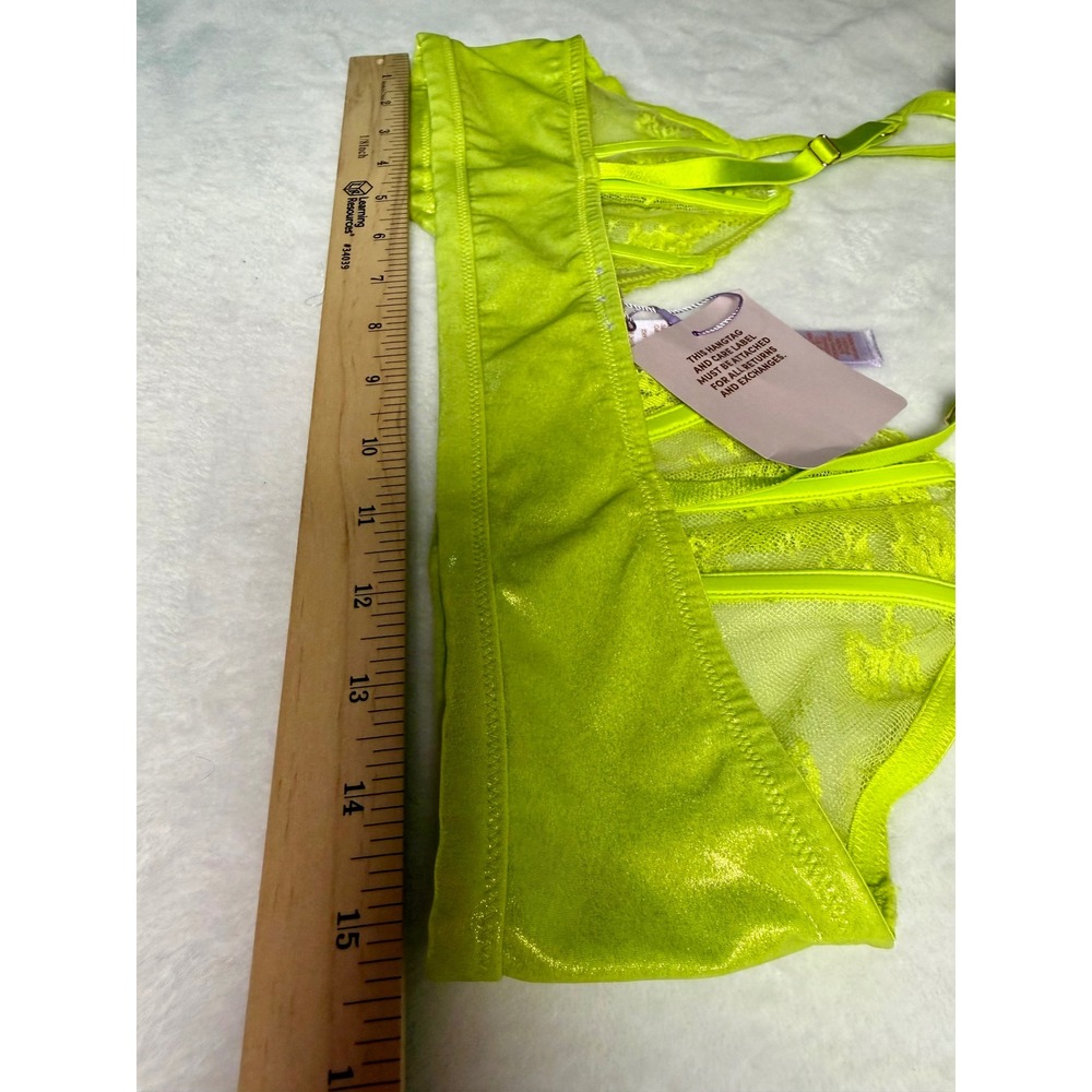 Savage X Fenty Neon Lime Green Lace Front Clasp Bra XL NWT - Picture 4 of 5